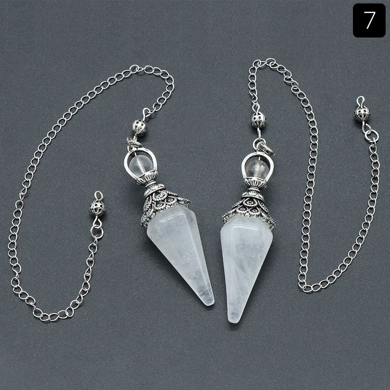 1412-Pêndulo natural rosa e branco ametista tigre olho hexagonal cone pêndulo gravidade concentração pingente