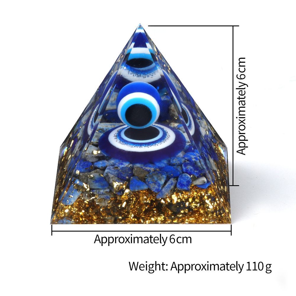 1908M1 Devil 's Eye Lapis 6cm Pyramid, Eye Pyramid Cristal Energia