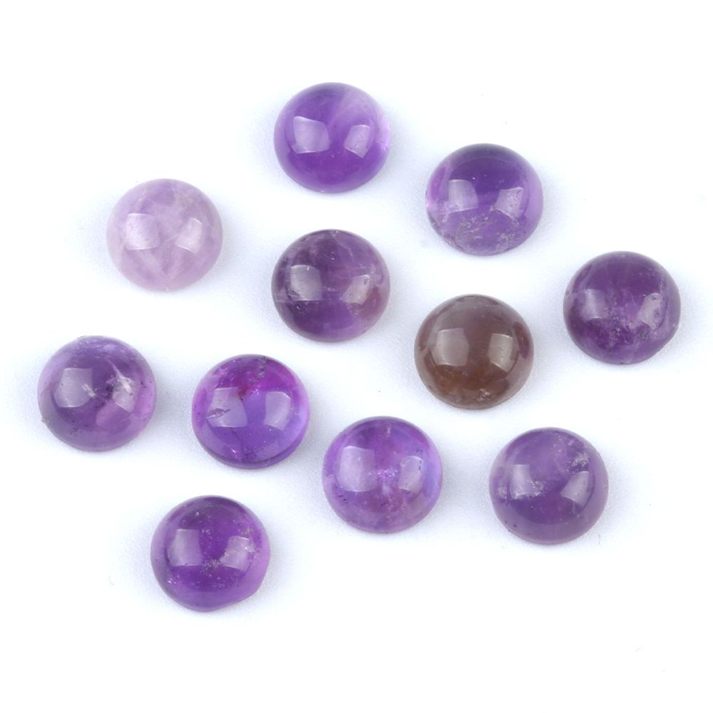 1248-10Mm anel redondo superfície de cristal natural única superfície curva redonda geométrica DIY jóias incrustadas com acessórios de pedra solta