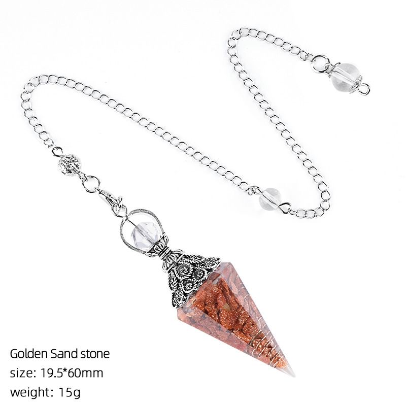 Pingente de pêndulo de cristal de resina personalizada Hexagonal Cone Rhombus Agate Gravel Yoga Meditação Freqüência Ajustável Pêndulo Epóxi