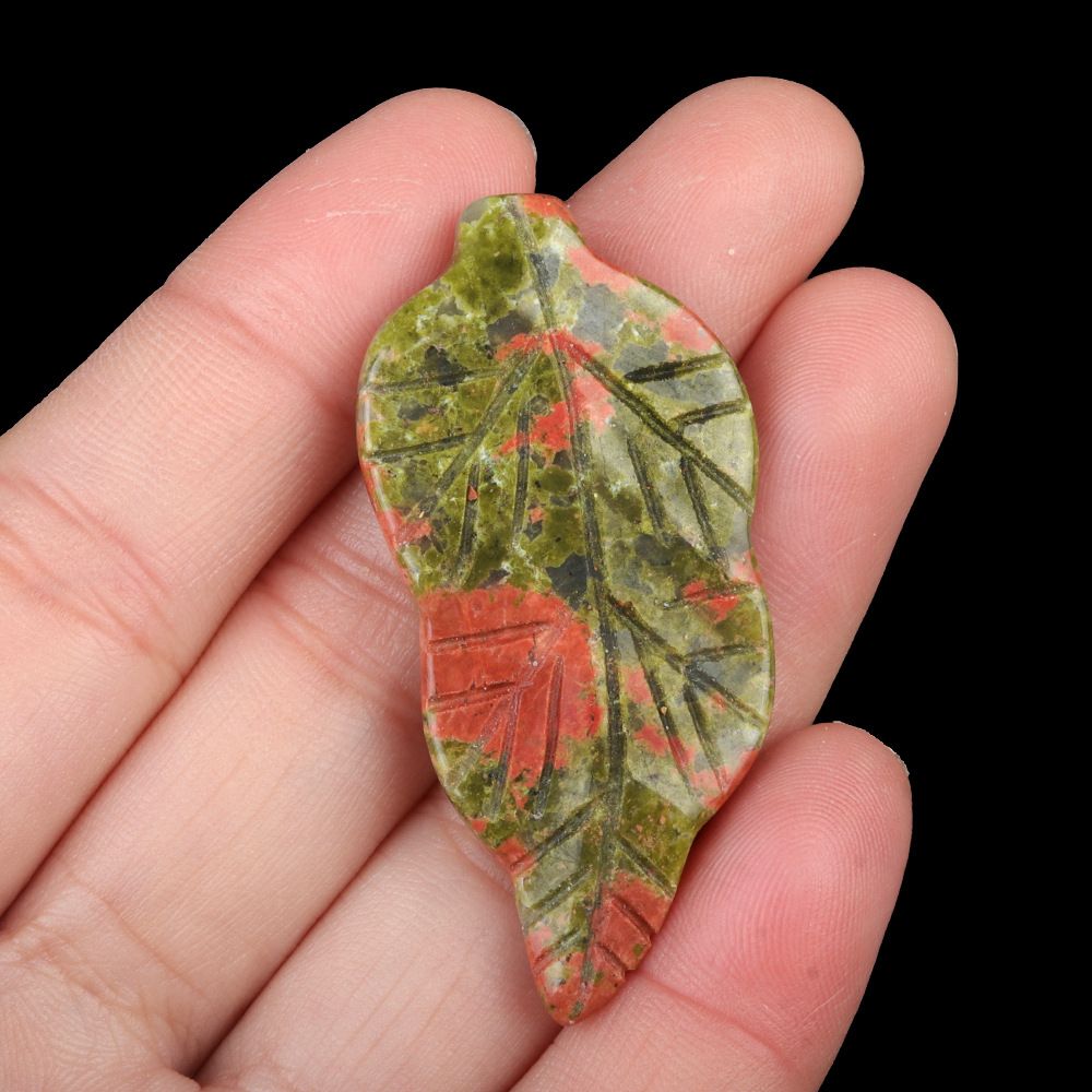 1782-47Mm folhas, cristal natural ágata pedra gravada pena material decorativo DIY folha acessórios de jóias