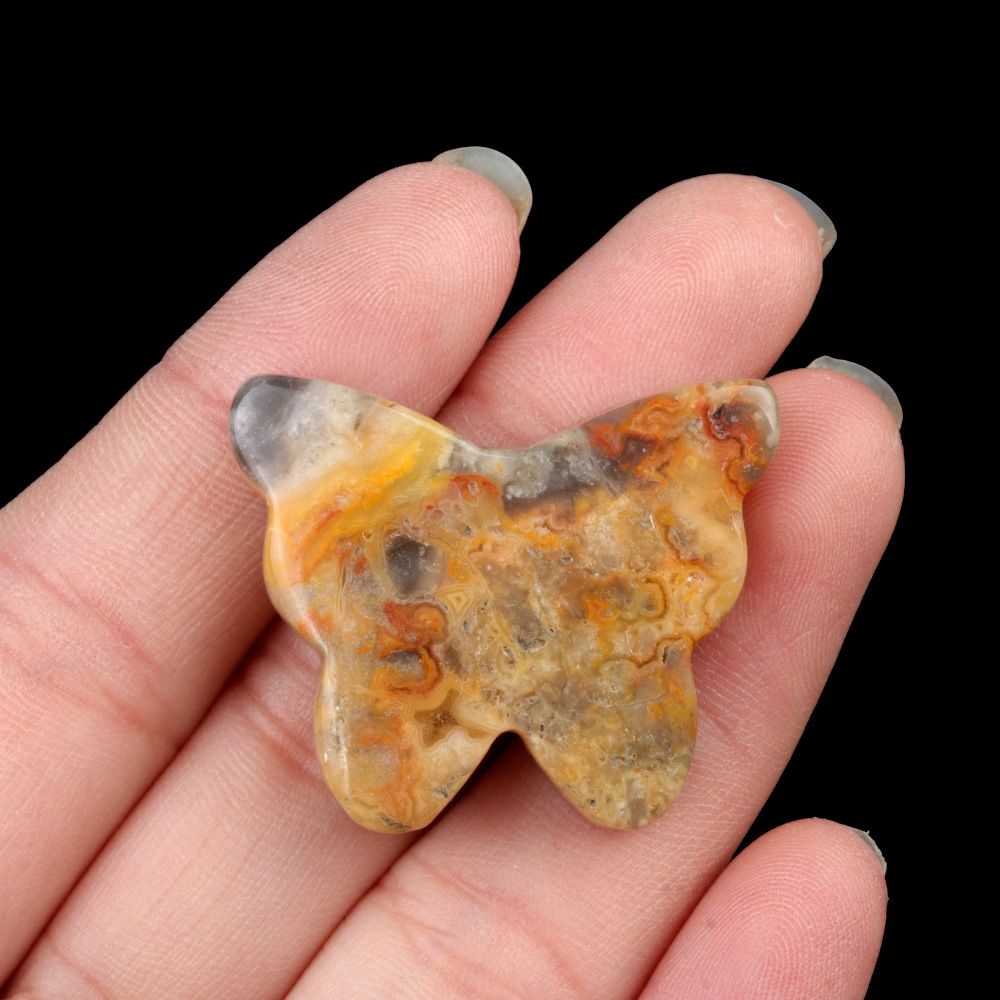 1792 - 30 × 35 mm grande borboleta não porosa, pedra de ágata de cristal natural, borboleta esculpida enfeite de mesa para casa