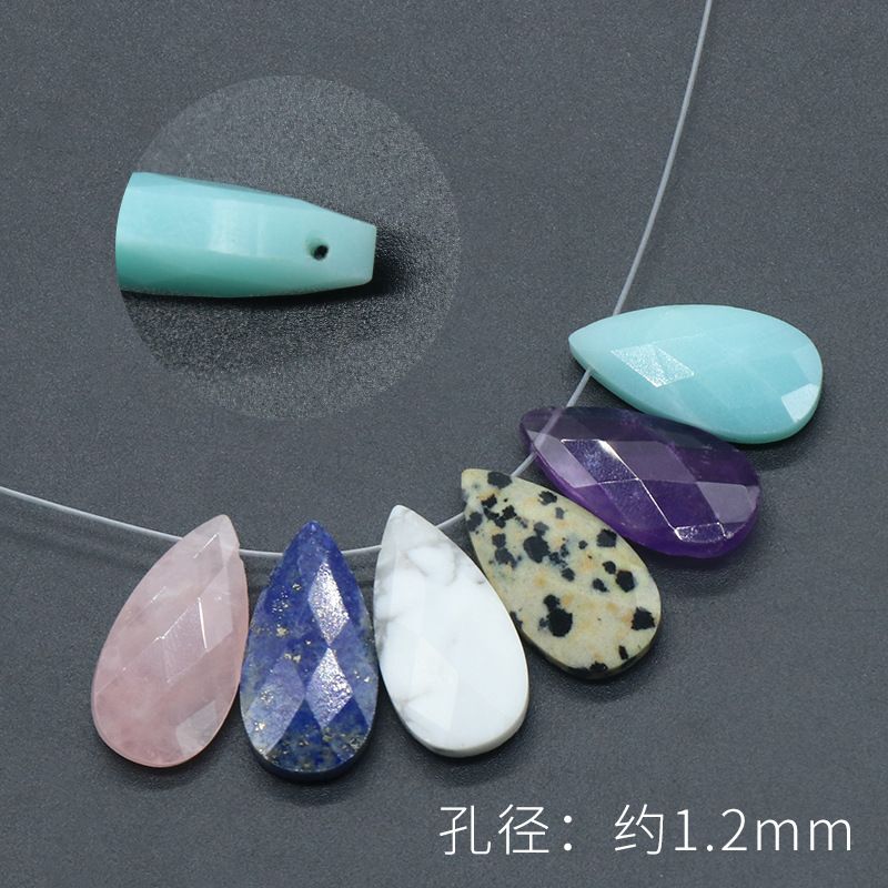 1423-Cristal de pó natural ametista gota de água cortada contas soltas colar DIY brincos pingente acessórios pingente de jóias
