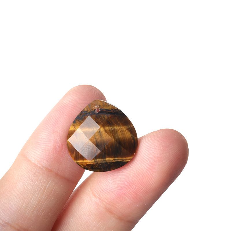 1622-Pedra de cristal natural facetada rosto pingente de gota de água triangular DIY colar brincos acessórios pingente de jóias