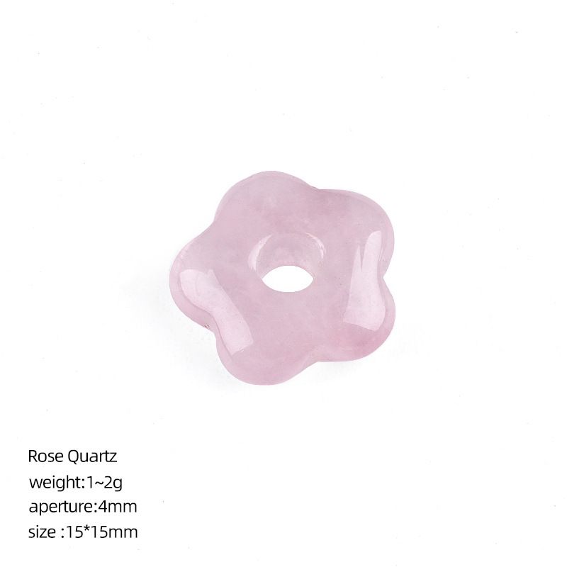 2478  15Mm buraco 4 pingente de flor de cristal natural DIY pulseira colar artesanal roupas acessórios de flor de cinco pétalas de ágata originais