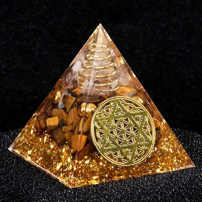 2162-Ágata de cristal 5cm de cascalho pirâmide Resina epóxi escritório doméstico ornamento de mesa artesanato