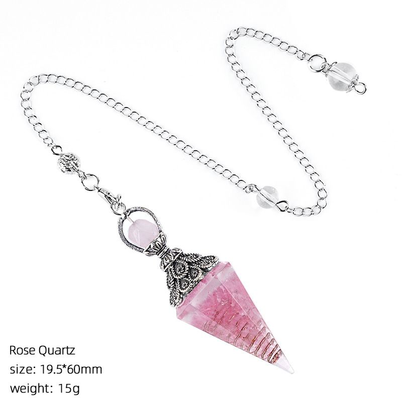 Pingente de pêndulo de cristal de resina personalizada Hexagonal Cone Rhombus Agate Gravel Yoga Meditação Freqüência Ajustável Pêndulo Epóxi