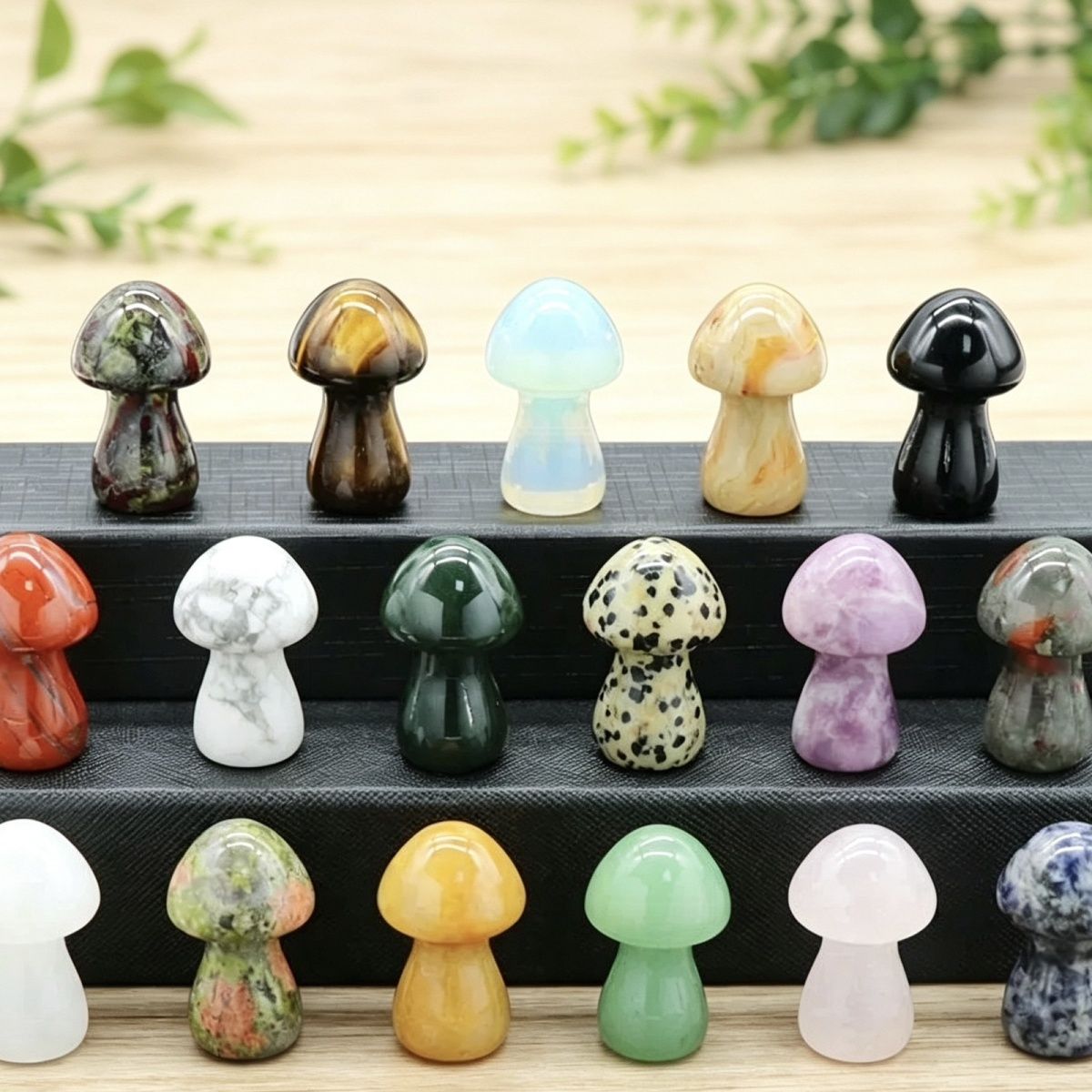 1442-Cogumelo grande de cristal natural Cogumelo 35mm DIY micro-paisagem Mori paisagismo jardim vaso de flores ornamento decorativo
