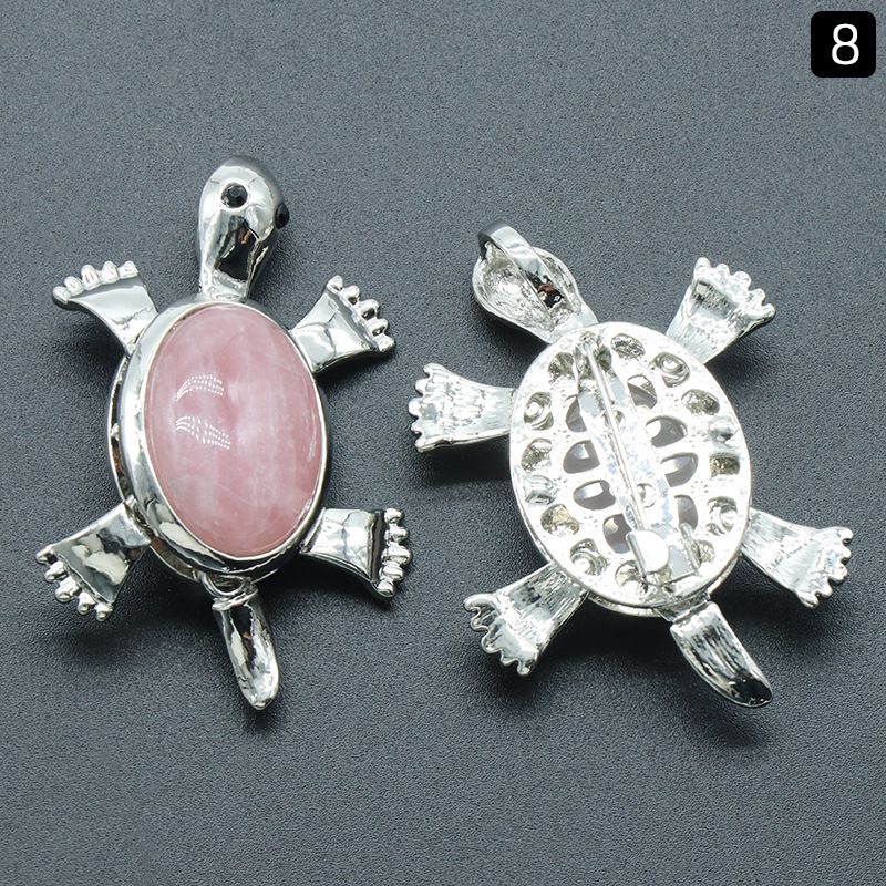 Pingente de broche de tartaruga 1558, acessórios de colar de pingente de pedra preciosa incrustada em liga de cristal natural