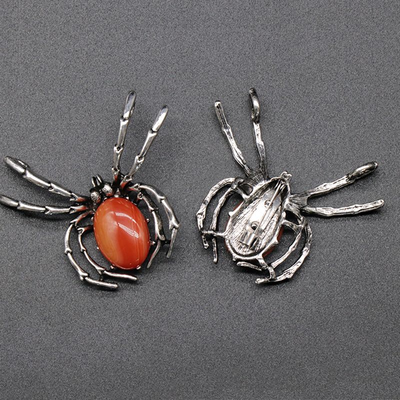 1585 Um pingente de broche de gema broche de aranha de cristal liga de ágata incrustada pingente de pedra preciosa