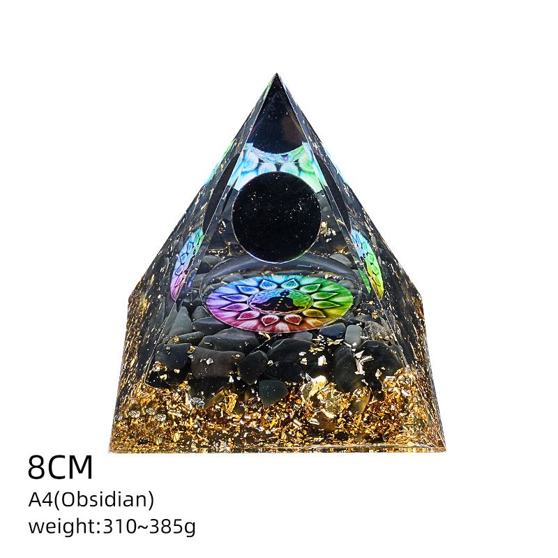 Pirâmide de cristal natural de 8cm Casa criativa europeia e americana Ornamento de mesa Yoga Resina de meditação Pirâmide de epóxi