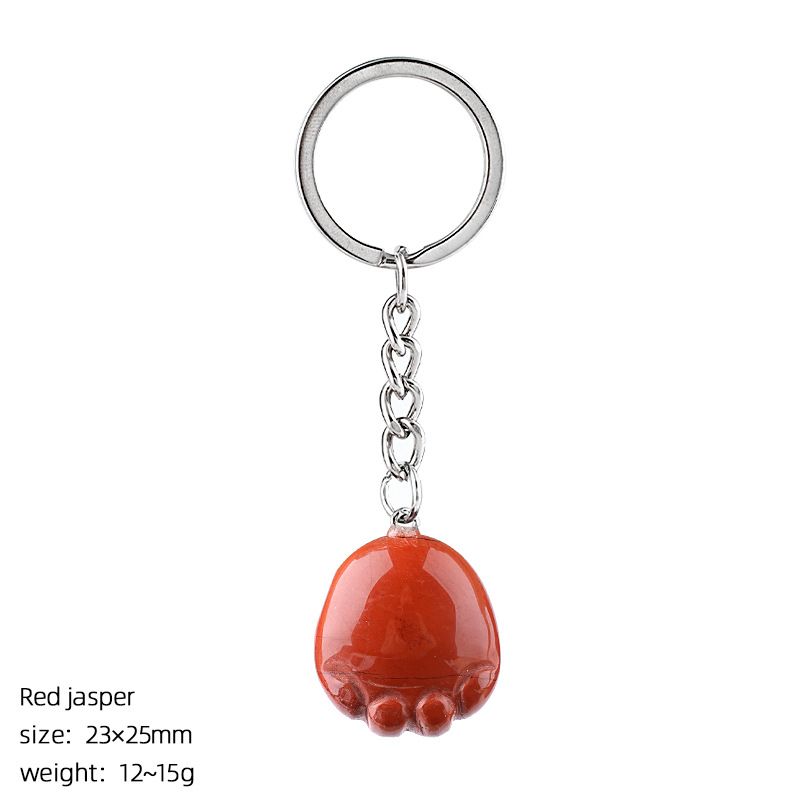 Pé de cristal natural chaveiro DIY saco de roupas bonito gravura decorativa semi-preciosa gato garra pingente