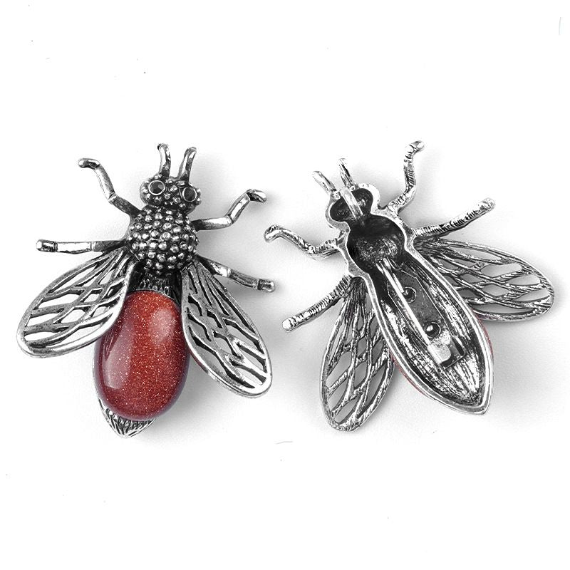 Pingente de broche de abelha 1650-48Mm de uso duplo, incrustado em liga de cristal ágata meio tesouro Pingente de broche de joias