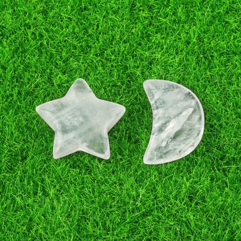 1702-Pedra semipreciosa de ágata de cristal natural 20mm pentagrama não poroso estrela lua acessórios de decoração