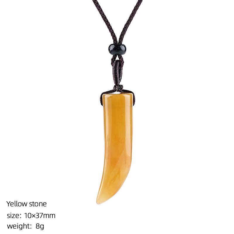 Colar de chili semiprecioso ajustável com chili de chili com chifre de cristal de cristal natural com chifre vintage unissexo