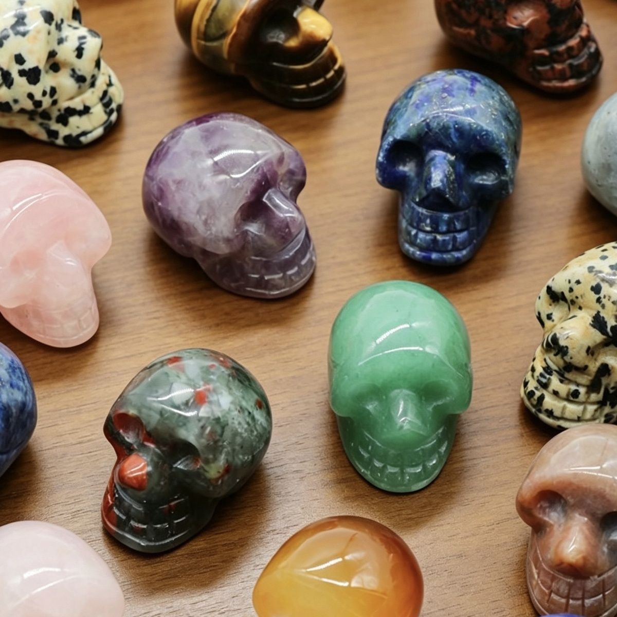 1554-25Mm Crânio de Ágata de Cristal Natural Esculpido Fantasma Cabeça Cerca De 1 Polegada Crânio Pequeno Ornamento De Halloween