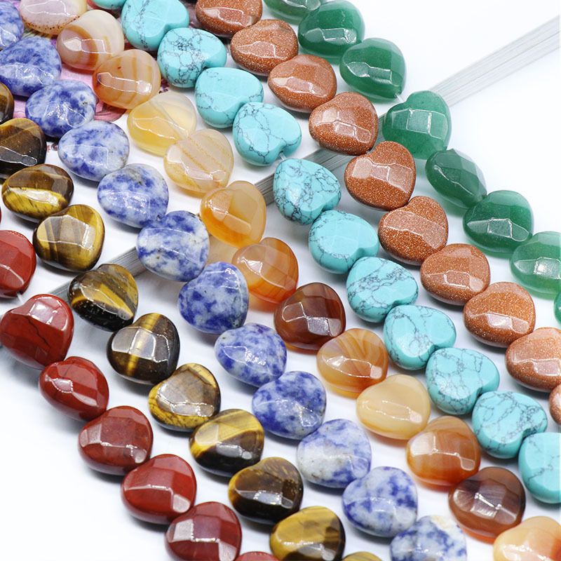Contas de amor de corte 15Mm, pedras semipreciosas de ágata de cristal contas soltas pulseira DIY colar brincos acessórios de jóias