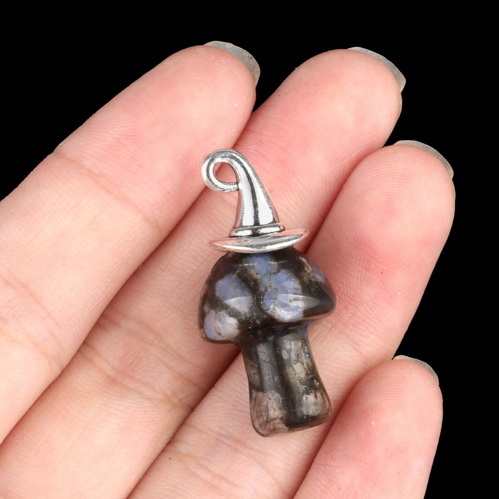 1963-Ágata de cristal natural pedra semipreciosa ametista mágica chapéu de Natal cogumelo pingente acessórios de jóias DIY
