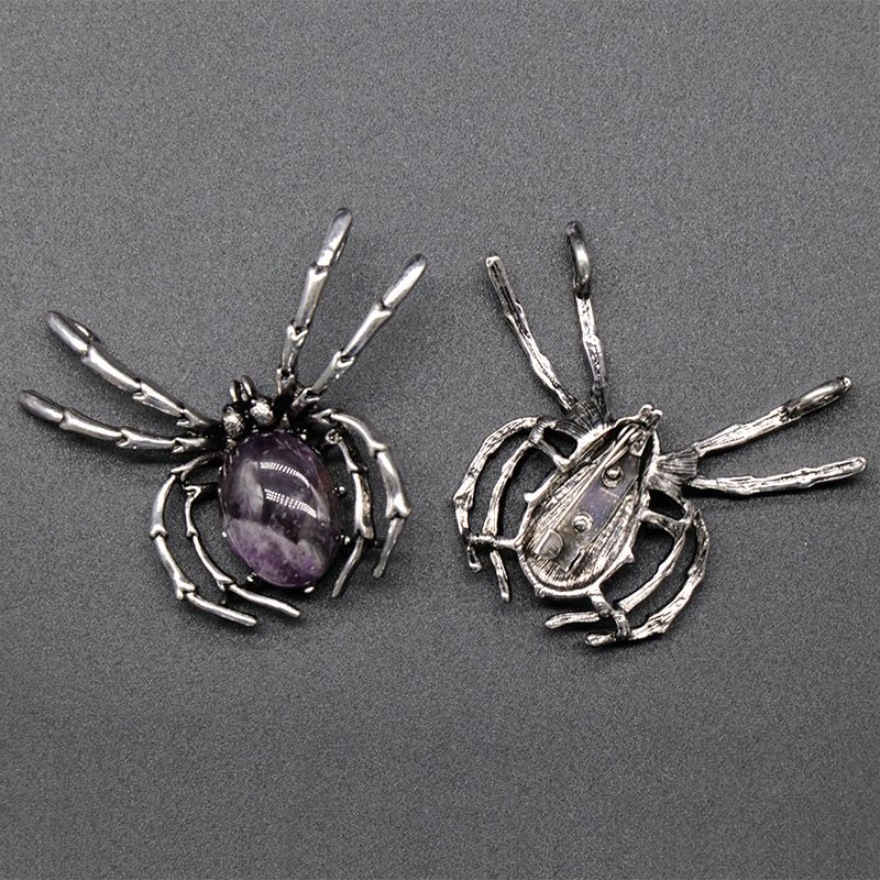1585 Um pingente de broche de gema broche de aranha de cristal liga de ágata incrustada pingente de pedra preciosa