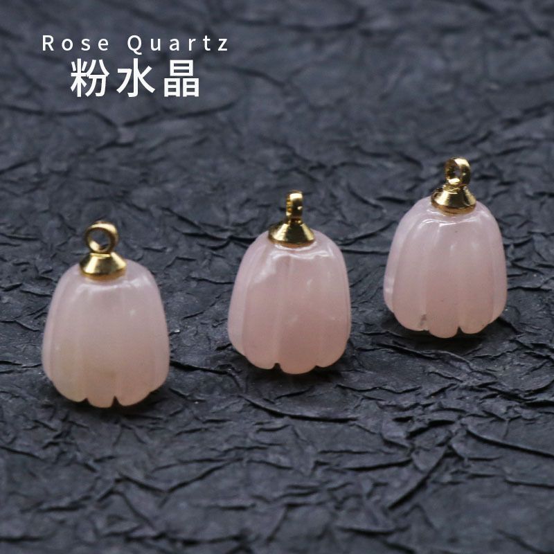 Cristal natural ágata jade gravado pequeno pingente de flor de abóbora DIY pulseira colar brincos acessórios de jóias