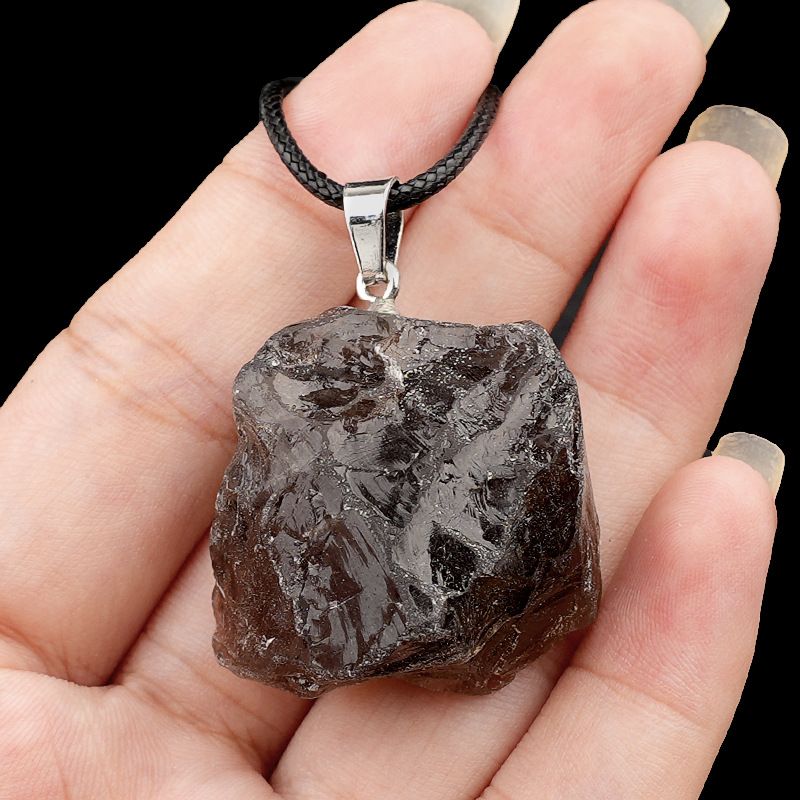 499-Pingente de pedra áspera de cristal natural ametista rosa amarelo branco colar de pedra áspera pingente de joias