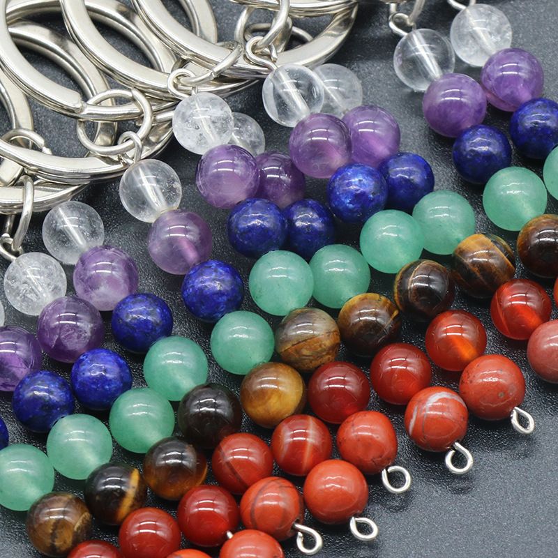 1454-Cristal Natural Miçangas de Pedra Coloridas Acessórios Chaveiro De Metal Jóias Pingente De Bagagem Acessórios DIY