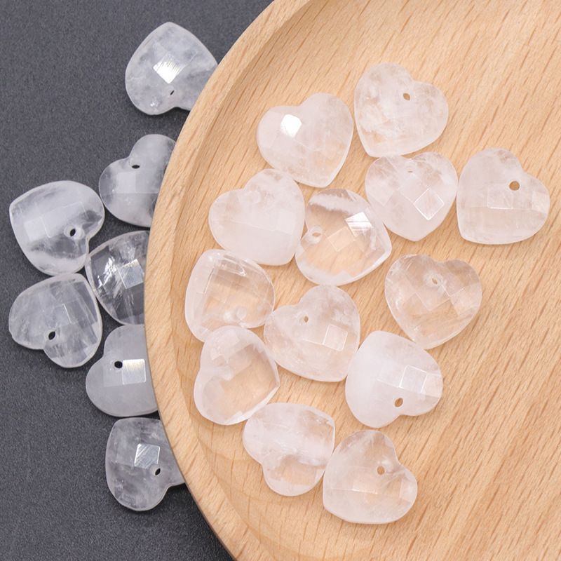 1591 um pingente de amor de corte de 12mm, pedra de cristal natural em forma de coração pulseira DIY acessórios de jóias