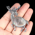 1934-Pingente de broche de alce de pedra semipreciosa incrustada em liga de cristal natural Alfinete de moda europeu e americano