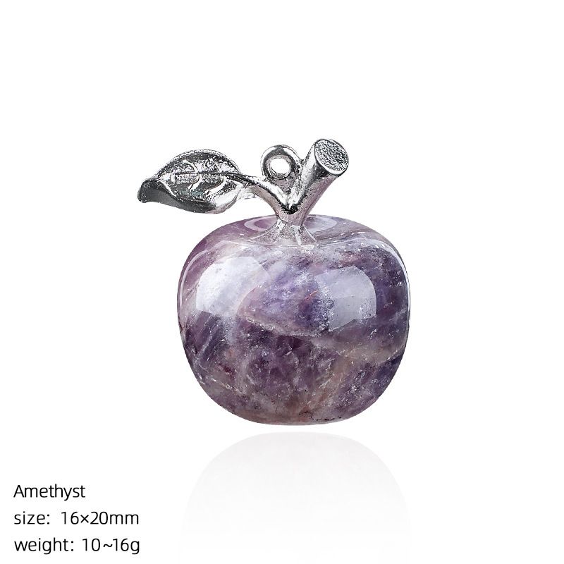 Maçã de cristal natural de 20Mm, colar artesanal de presente de Natal de véspera de Natal, pingente de maçã pequena de pedra natural.