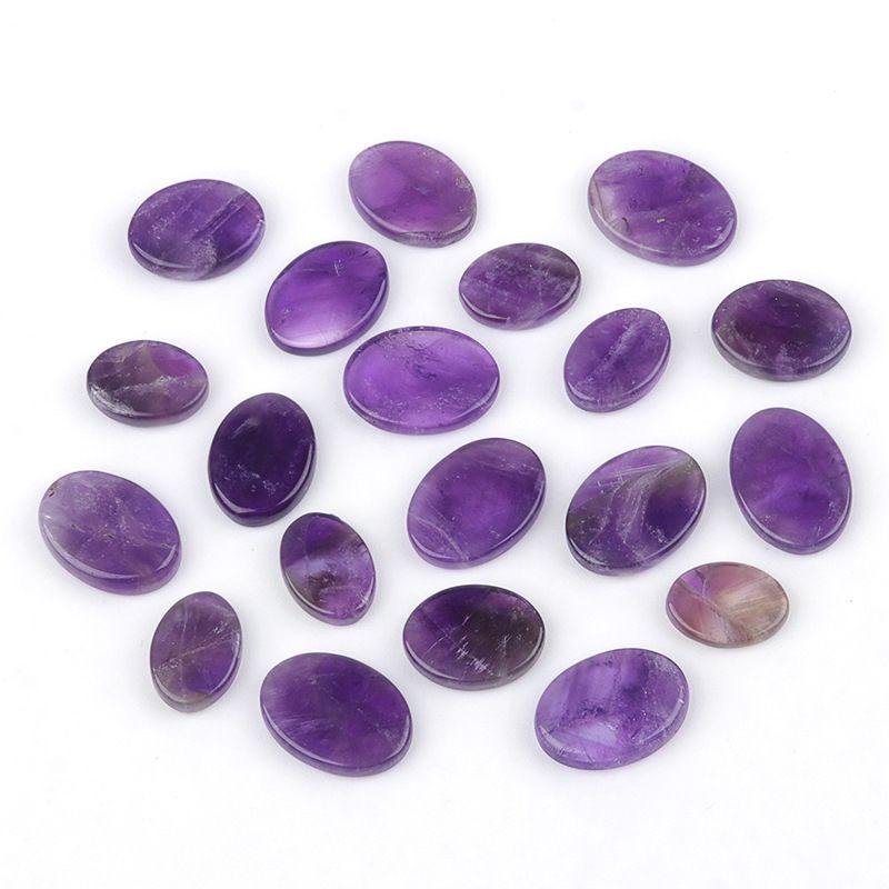 Ametista natural dupla plana oval pedra solta DIY acessórios de jóias incrustados colar material