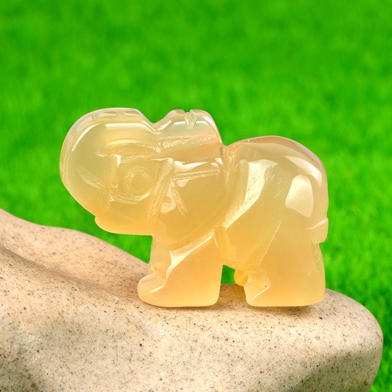 1 polegada escultura animal elefante, pó natural cristal ágata jade escultura animal elefante artesanato ornamento transfronteiriço