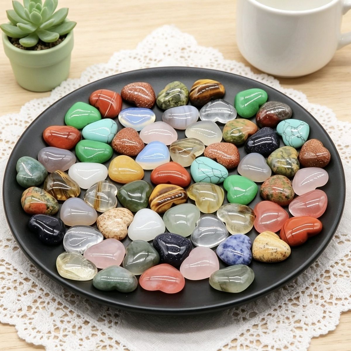 1221-15 × 18mm superfície do anel de amor, forma de coração curvado único de cristal natural, coração plano de pêssego DIY incrustado em pedra solta