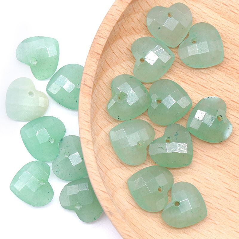 1591 um pingente de amor de corte de 12mm, pedra de cristal natural em forma de coração pulseira DIY acessórios de jóias