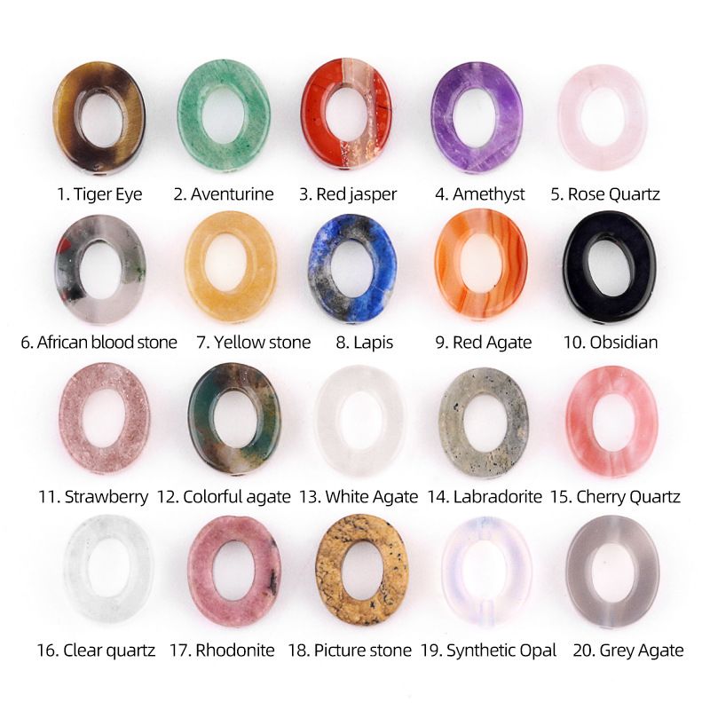 2052-Contas soltas ovais de pedra de cristal natural de ágata de cristal DIY colar pulseira acessórios contas