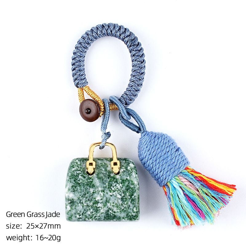 2485 Pedra natural semi-preciosa saco chaveiro criativo mão-tecido carro roupas acessórios cristal ágata pingente