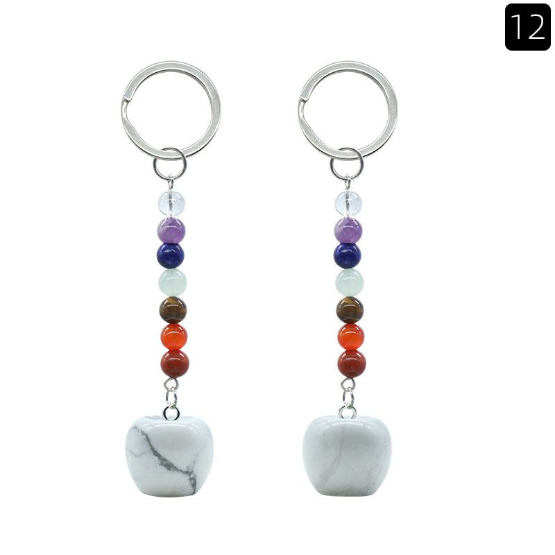 1478-Pequeno Chaveiro de Maçã Cristal Natural Pedra Colorida Pingente De Maçã De 20mm, Decoração De Véspera De Natal