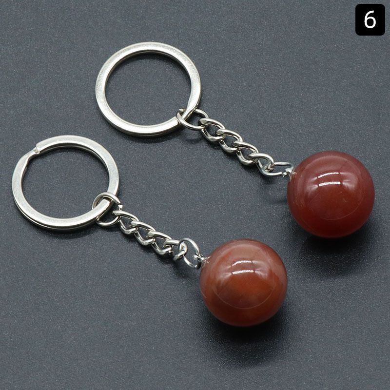 Chaveiro de bola redonda de 1402-20Mm, bolsa de pedra de olho de tigre de ágata de cristal rosa natural, joias de pingente de bola pequena.