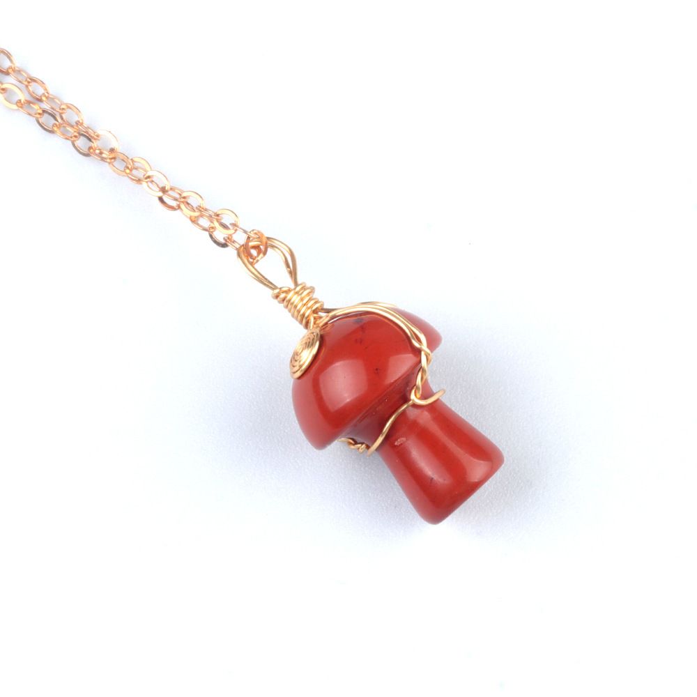 1507-Pedra de cristal natural 20mm pequeno cogumelo enrolamento pingente DIY pingente