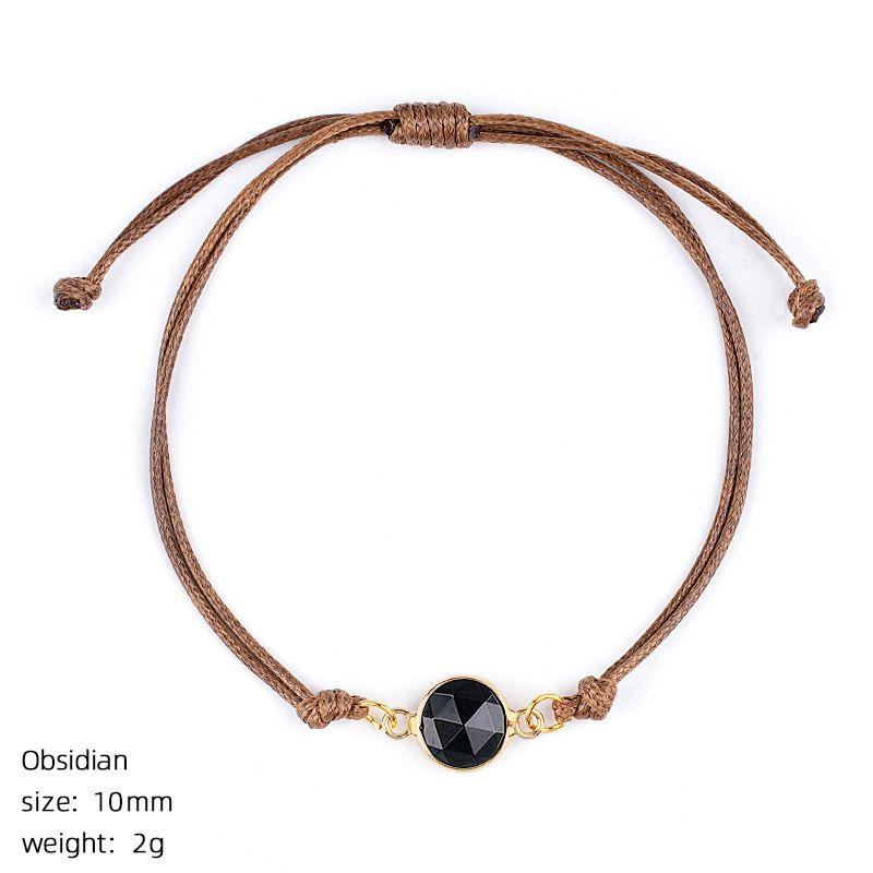 Pulseira de cristal natural retro boêmio tecido à mão ajustável corte de pedra bruta transfronteiriça fornecimento especial
