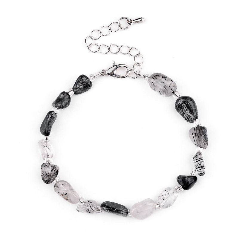 2077-Pulseira de ametista cristal azul turmalina cabelo cristal pulseira de pedra irregular mercadoria cênica