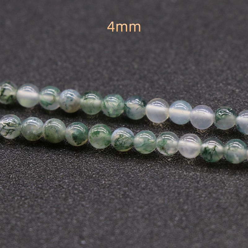 198-MossAgateA grau de ágata aquática contas redondas contas soltas DIY bijuterias acessórios pulseira material