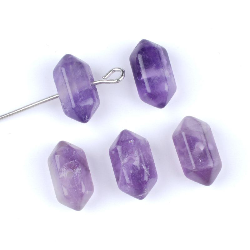 Acessórios de orifício médio de ponta dupla de cristal natural, olho de tigre de ouro verde, cristal de ametista em pó de cristal branco acessórios de joias DIY
