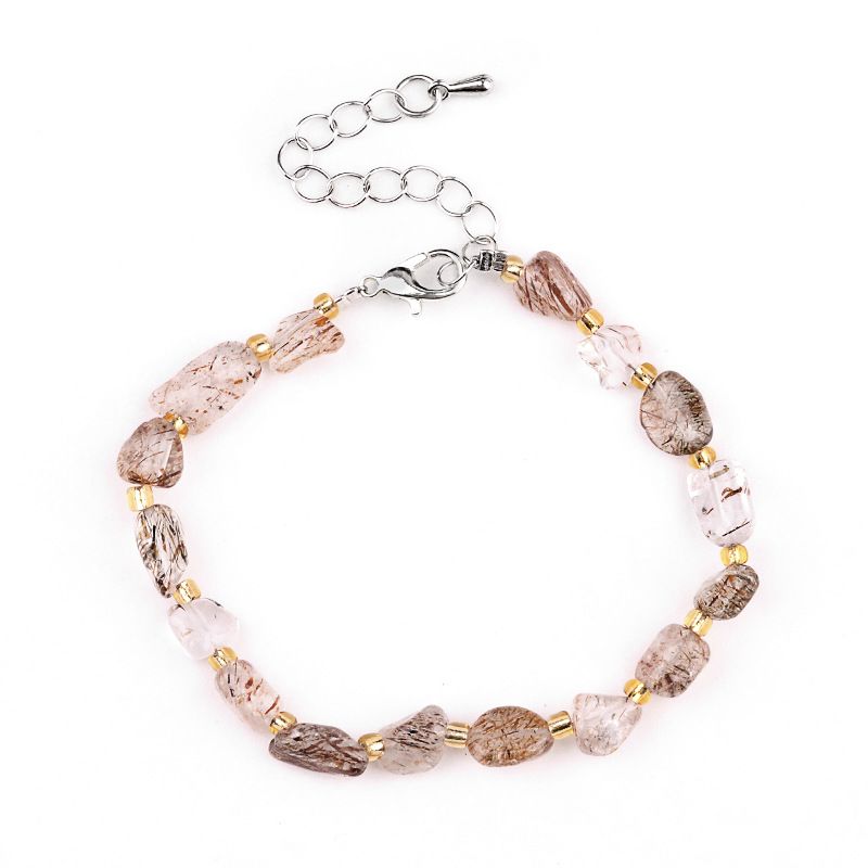 2077-Pulseira de ametista cristal azul turmalina cabelo cristal pulseira de pedra irregular mercadoria cênica