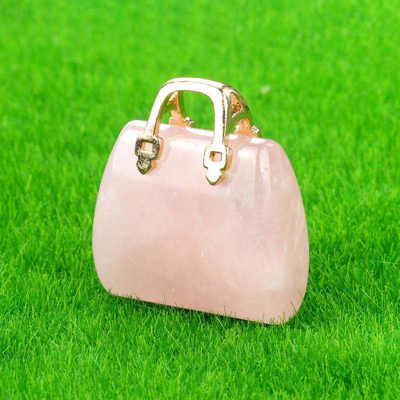 1710-Mini bolsa de pedra de cristal natural, pingente de ametista ins decoração de cristal em pó de vento criatividade