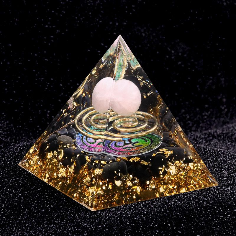 Anel de aço pirâmide de 5cm pequena bola de cascalho Pirâmide epóxi ornamento de artesanato