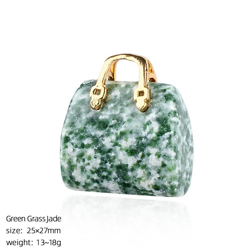 Pingente de saco de ágata de jade natural transfronteiriço paisagismo criativo colar DIY gravura cristal mini bolsa ornamento