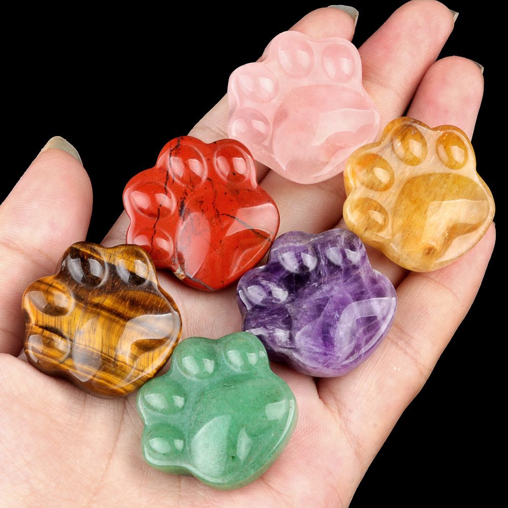 Cristal natural pedra semipreciosa ametista gravada garra de gato urso pata enfeite criativo presente decorativo