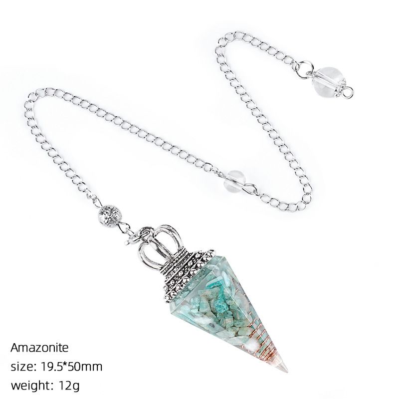 Hot Sale Pingente de Pêndulo de Cristal Natural Crown Yoga Acessórios de Meditação Hexagonal Cone Ajustável Resina de Freqüência Pêndulo