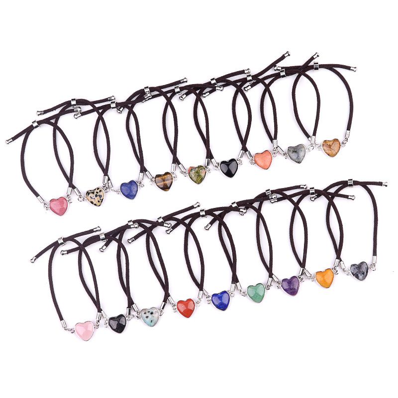 2097-Ametista em pó de cristal ajustável pulseira de amor jade coração pulseira cênica mercadoria