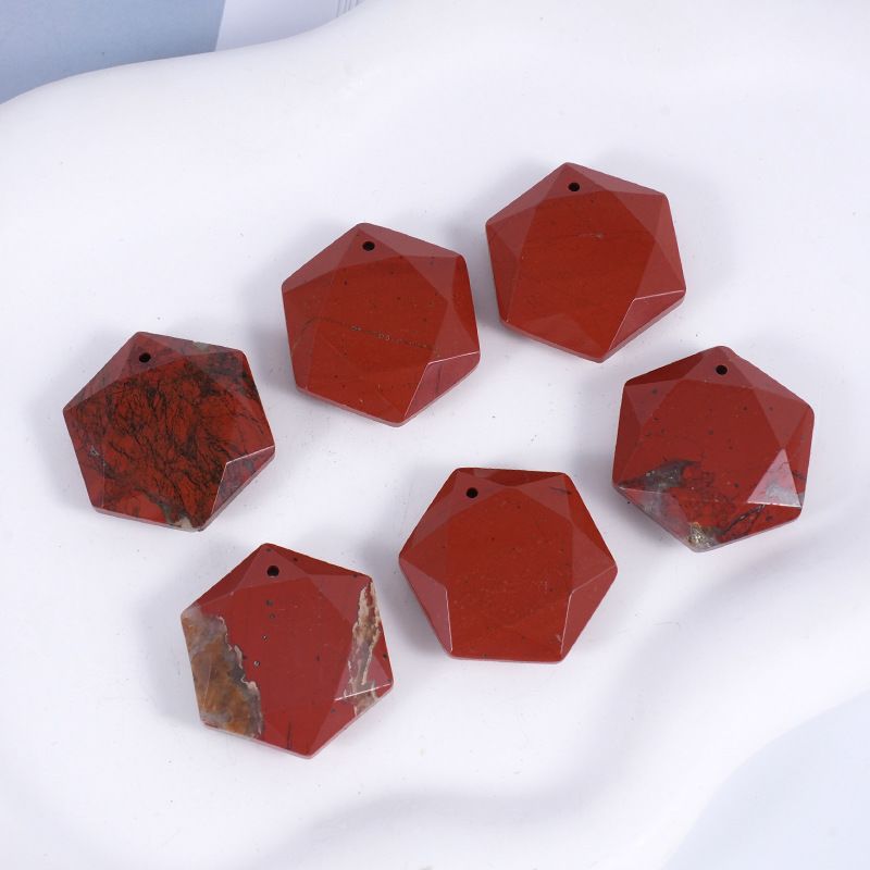 Acessórios de pingente de hexagrama de cristal natural Agate perfurado corte geométrico grande satélite colar de pedra